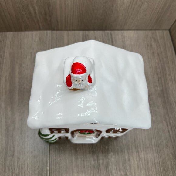 The Cooks Bazaar Vtg Ceramic Cookie Box Santa House Christmas Collectible White - Picture 5 of 12
